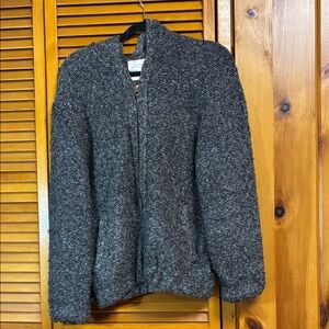 Zara Men's Charcoal Zip-Up Sweater with hoodie